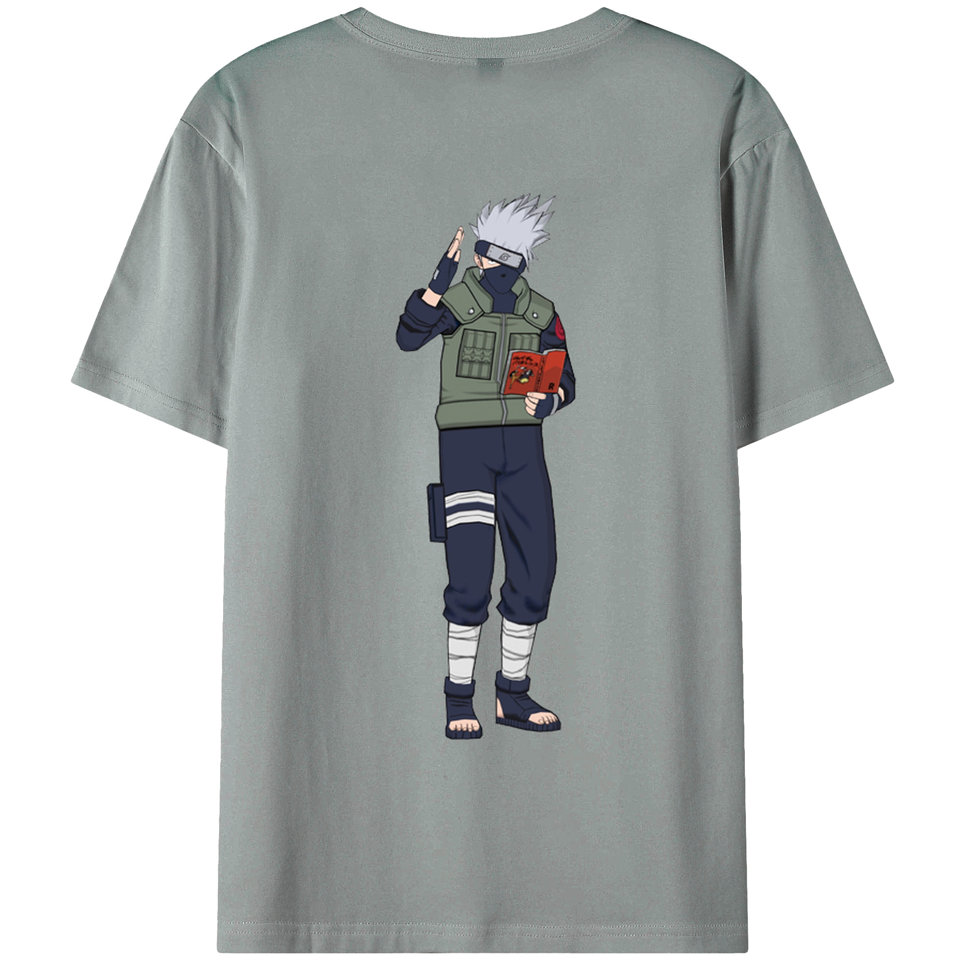 （画像用） NARUTO -ナルト- はたけ カカシ Hatake Kakashi 綿100％ メンズ半袖Tシャツ（バックプリント） 通気性